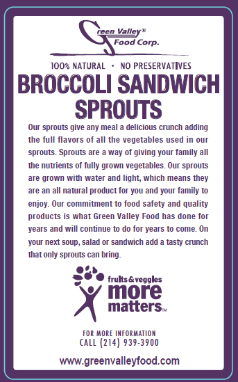 Green Valley Food Corp. BROCCOLI SANDWICH SPROUTS