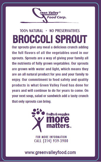 Green Valley Food Corp. BROCCOLI SPROUTS